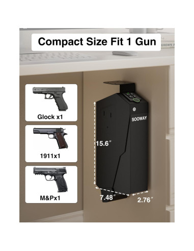 Caja Fuerte Biométrica SOOWAY para Pistolas - Acceso Rápido
