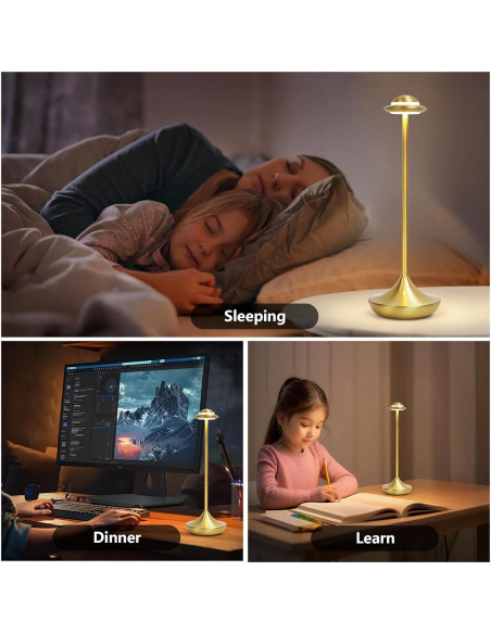 Lámpara de Mesa LED Inalámbrica Baishezhuan Dorada 3 Niveles
