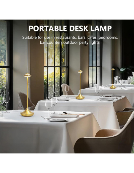 Lámpara de Mesa LED Inalámbrica Baishezhuan Dorada 3 Niveles