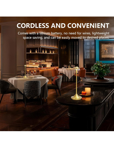 Lámpara de Mesa LED Inalámbrica Baishezhuan Dorada 3 Niveles