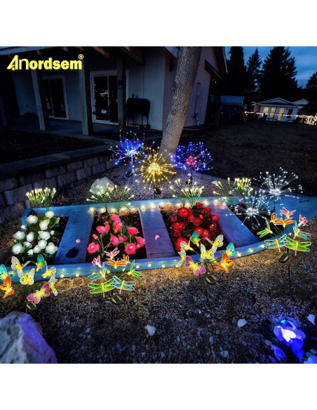 Luces de Jardín Solares Anordsem 2 Paquete Gota de Agua LED