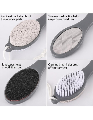 Limpiador de Pies 4 en 1 BTYMS - Lima, Raspador, Cepillo y Piedra Pómez