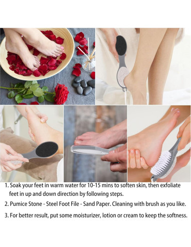 Limpiador de Pies 4 en 1 BTYMS - Lima, Raspador, Cepillo y Piedra Pómez