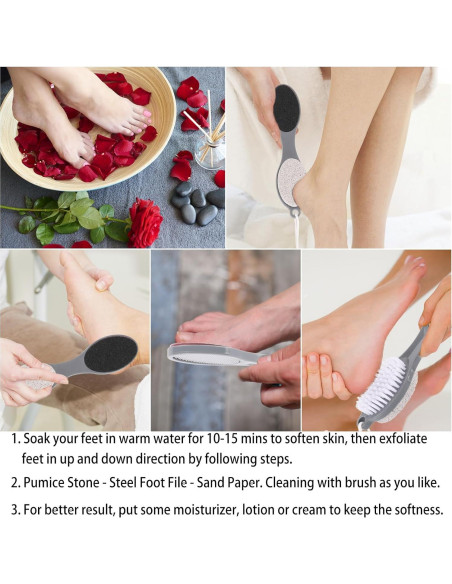 Limpiador de Pies 4 en 1 BTYMS - Lima, Raspador, Cepillo y Piedra Pómez