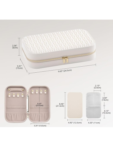 Organizador de Joyería Grande Lolalet Blanco - Estuche de Viaje