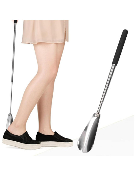 Cuchara para zapatos extensible Akozon, acero inoxidable, 30 cm