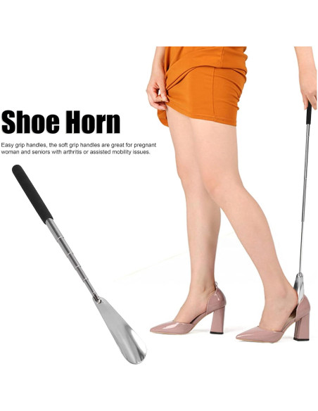 Cuchara para zapatos extensible Akozon, acero inoxidable, 30 cm