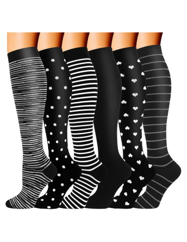 Calcetines de Compresión Doble Pareja 6 Pares Unisex 20-30 mmHg