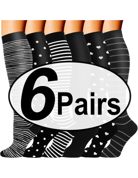 Calcetines de Compresión Doble Pareja 6 Pares Unisex 20-30 mmHg