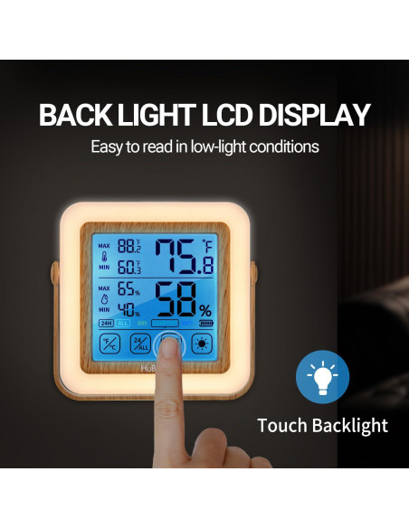 Higrómetro Digital HuBDIC HT-21 con Luz Nocturna y Monitor de Humedad