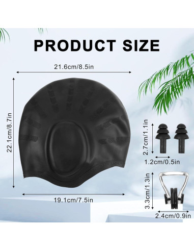Gorro de Natación Silicona AOZUO para Cabello Largo con Tapones