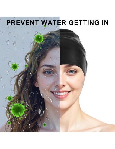 Gorro de Natación Silicona AOZUO para Cabello Largo con Tapones