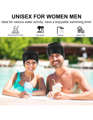 Gorro de Natación Silicona AOZUO para Cabello Largo con Tapones