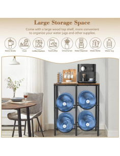 Soporte para Jarras de Agua VINAEMO 5 Galones con Estante de Madera 2