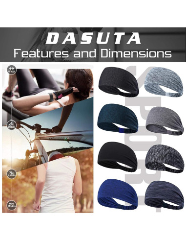 8 Bandas para la Cabeza DASUTA Mujer Elásticas para Deporte