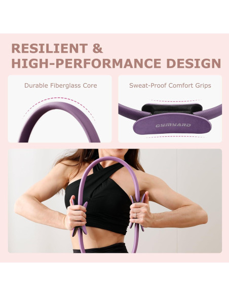 Kit de Pilates GymYard: Anillo 38 cm, Mini Bola 21.6 cm y 3 Bandas