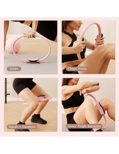 Kit de Pilates GymYard: Anillo 38 cm, Mini Bola 21.6 cm y 3 Bandas