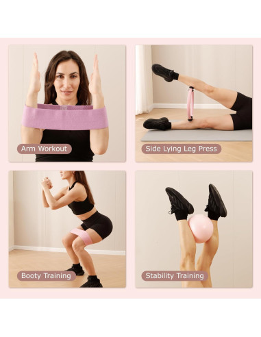 Kit de Pilates GymYard: Anillo 38 cm, Mini Bola 21.6 cm y 3 Bandas