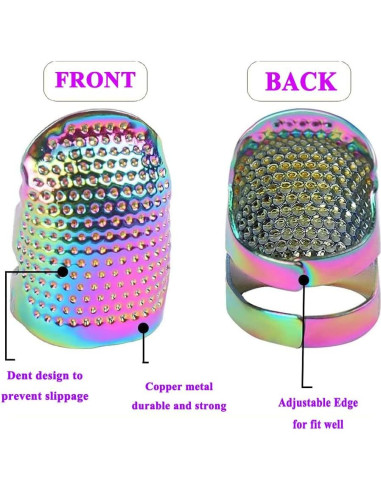 Dedales de Costura Harsgs 4 Piezas Ajustables Metal Brillante