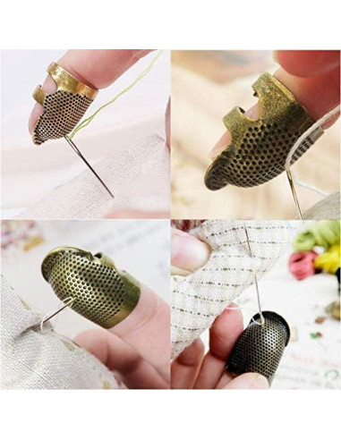 Dedales de Costura Harsgs 4 Piezas Ajustables Metal Brillante