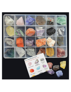 Kit de Rocas y Minerales Naturales SEEUFUN 24 Piezas