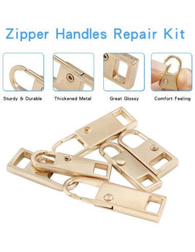 Tiradores de Cremallera Biaungdo 6 Pcs Metal Dorado 27-37mm