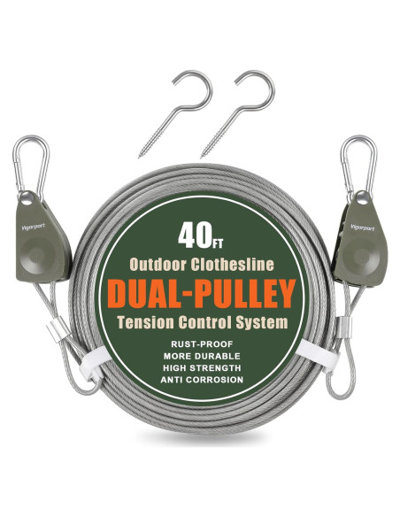 Línea de Ropa Portátil Vigorport 12.19m con Polea Doble