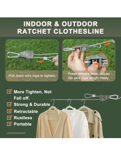 Línea de Ropa Portátil Vigorport 12.19m con Polea Doble 2