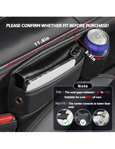 Relleno Espacio entre Asientos de Coche JHLGRE con Portavasos