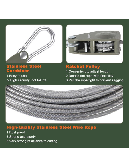 Línea de Ropa Portátil Vigorport 12.19m con Polea Doble