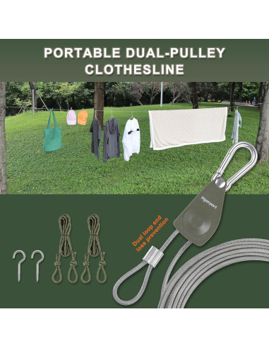 Línea de Ropa Portátil Vigorport 12.19m con Polea Doble