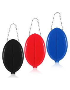 3 Monederos Ovalados de Goma Piriuuo 8x5 cm Portátiles