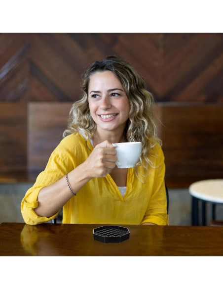 Bandeja de Goteo Octagonal HaiFafafaing 10.5 cm Negra - 2 Pcs