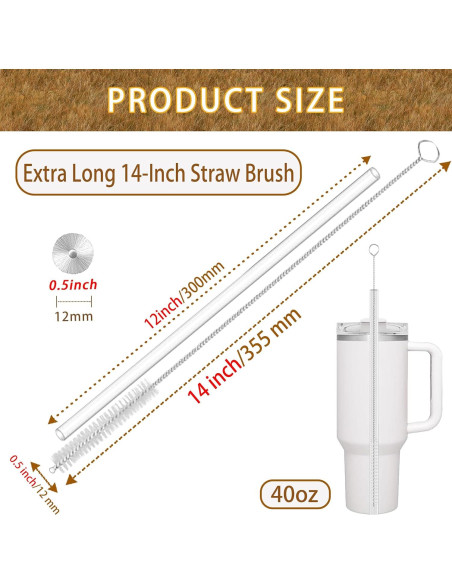 Cepillo Limpiador de Pajitas Extra Largo CIDYAUST 36 cm - 8 Piezas