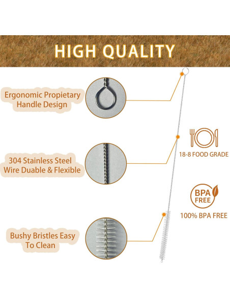 Cepillo Limpiador de Pajitas Extra Largo CIDYAUST 36 cm - 8 Piezas