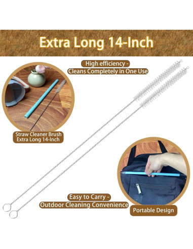 Cepillo Limpiador de Pajitas Extra Largo CIDYAUST 36 cm - 8 Piezas