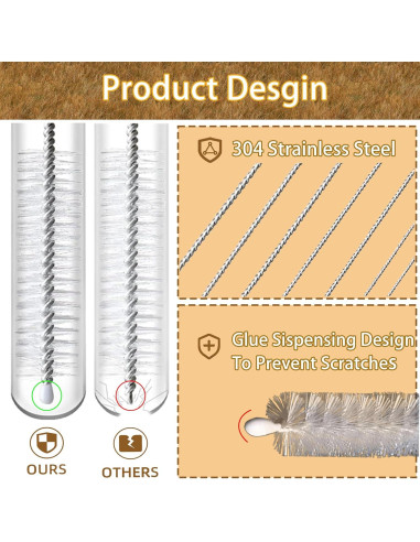 Cepillo Limpiador de Pajitas Extra Largo CIDYAUST 36 cm - 8 Piezas