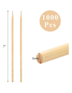 Palitos de Bambú Natural Frcctre 1000 pcs 18 cm 5 mm para Caramelo 2