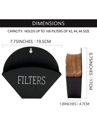 Soporte de Filtro de Café de Cono GIFTAYA Metal Negro 19.5 cm