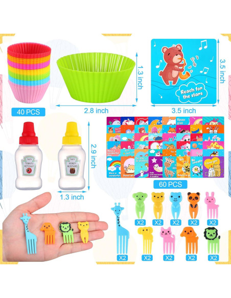 Kit de Almuerzo Infantil SiliFine 144 Pcs - Divisores, Notas y Palillos