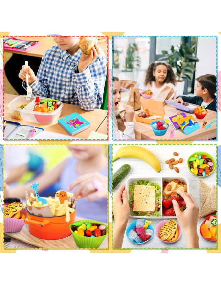 Kit de Almuerzo Infantil SiliFine 144 Pcs - Divisores, Notas y Palillos