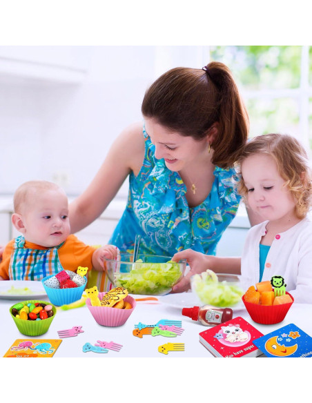 Kit de Almuerzo Infantil SiliFine 144 Pcs - Divisores, Notas y Palillos