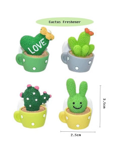 Paquete de 4 Ambientadores Decorativos Cactus LOVE para Auto 2