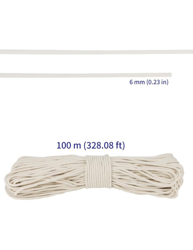 Cuerda de Algodón Blanca SOUJAP 100m 6mm para Manualidades