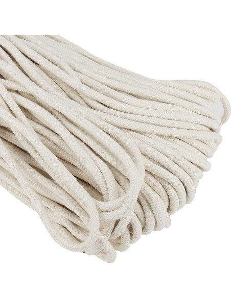 Cuerda de Algodón Blanca SOUJAP 100m 6mm para Manualidades