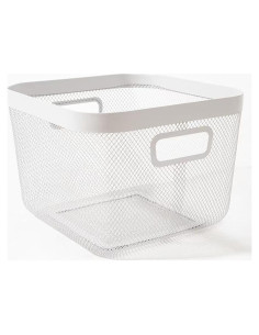Cesta de Almacenamiento de Malla de Alambre AJIODA Blanca 24.5x24x17 cm