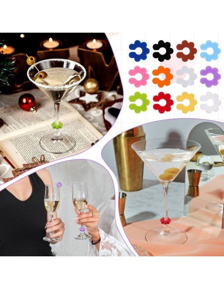 24 Marcadores de Silicona para Copas de Vino Xelsluthe