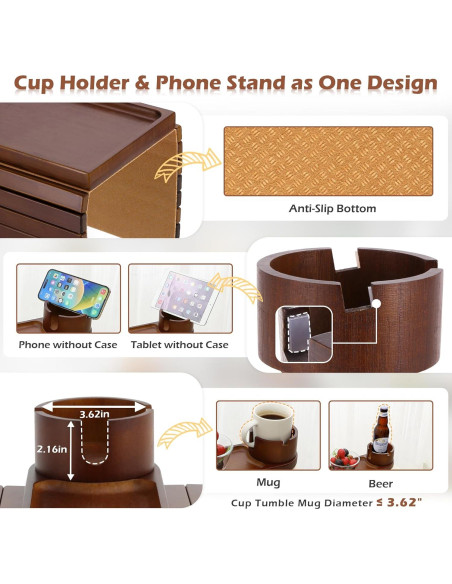 Bandeja Soporte de Taza de Bambú BAMTRAY 40x33 cm Plegable