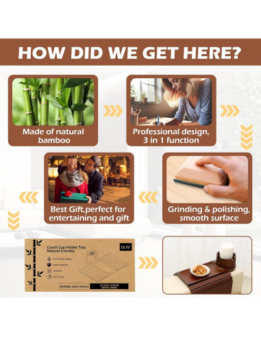 Bandeja Soporte de Taza de Bambú BAMTRAY 40x33 cm Plegable
