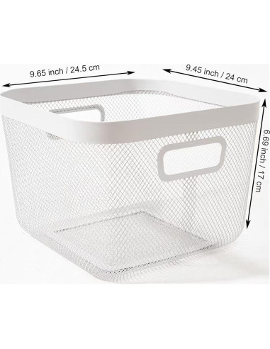 Cesta de Almacenamiento de Malla de Alambre AJIODA Blanca 24.5x24x17 cm